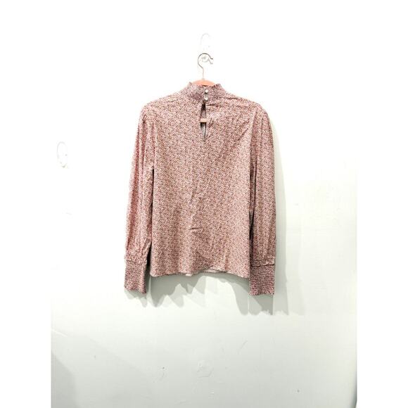Pomander Place Floral Ditsy Print Mock Neck Modoc Blouse Pink Women's Size Large - Picture 3 of 4